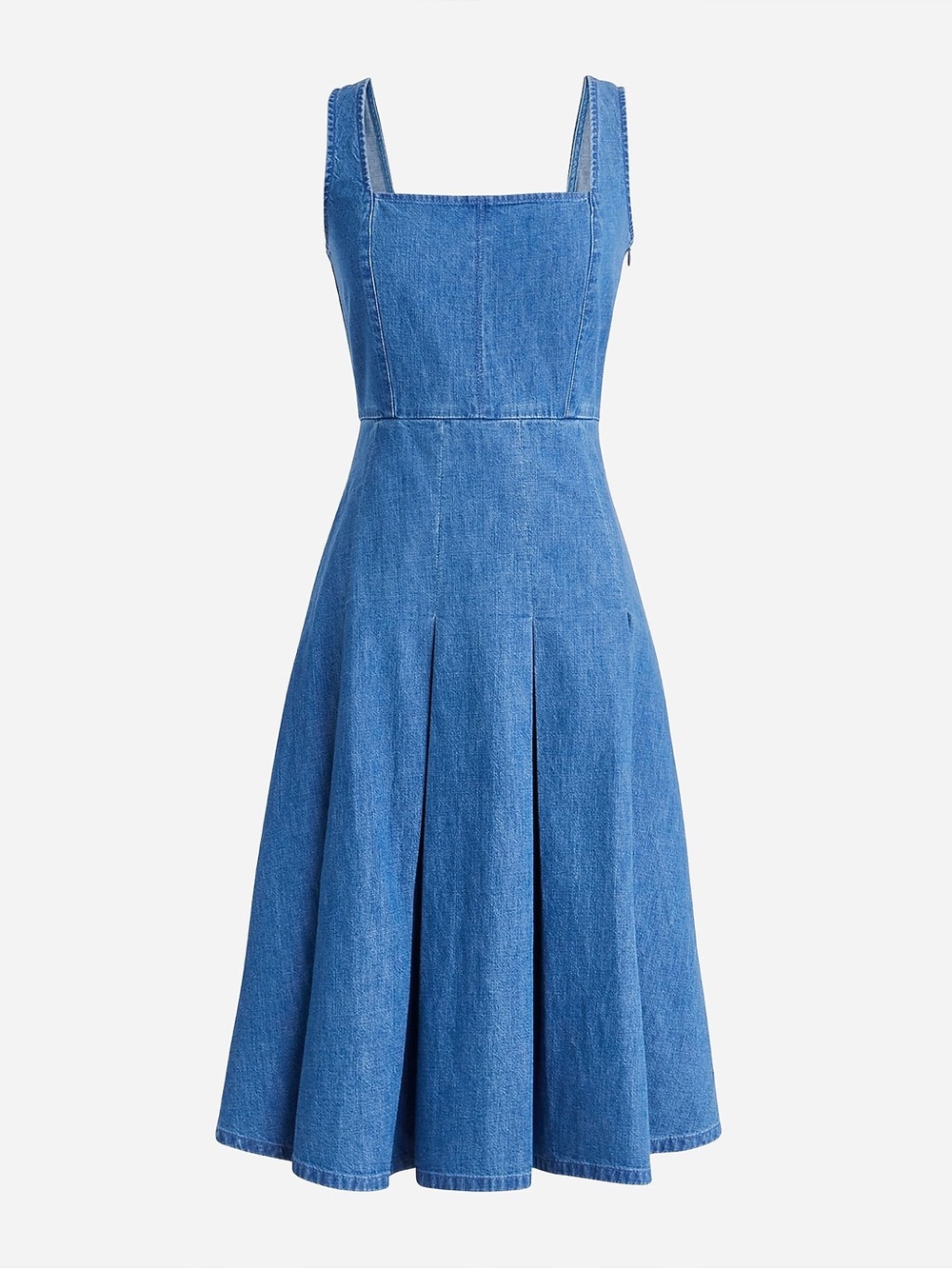 J.Crew chambray denim midi dress with wide pleast